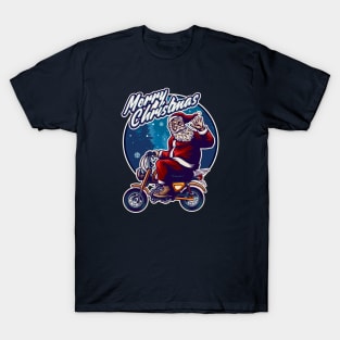 Retro Santa Claus on a Motorcyle T-Shirt